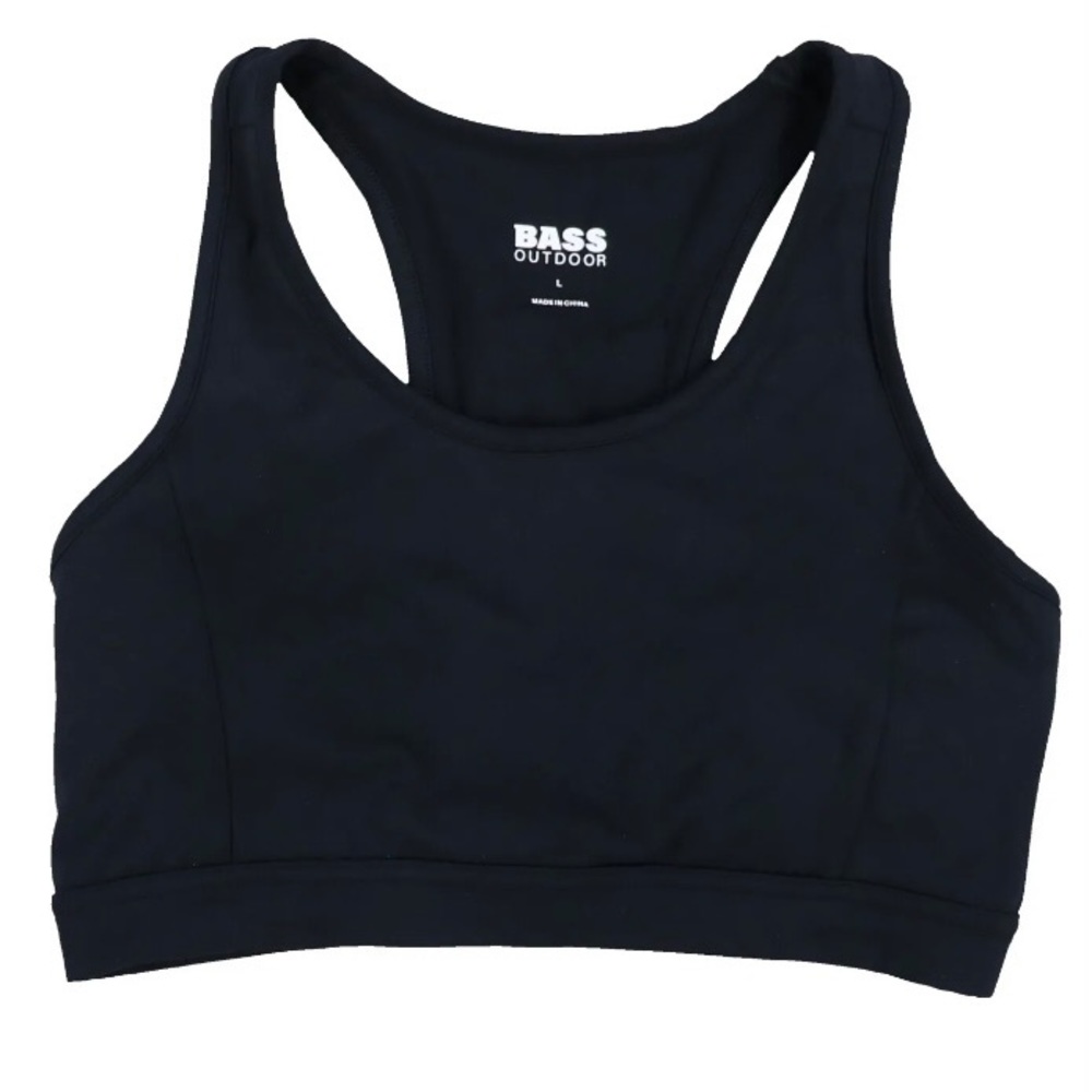 New with Tags Bass Outdoor Sports Bra Large Black Soft Stretch BCool Technology